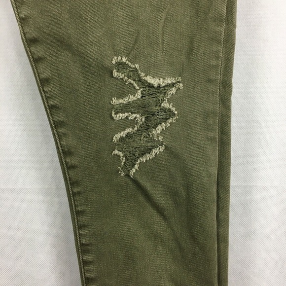 Abercrombie & Fitch Jeans Women Sz 4 Olive Green Distressed Harper Super Skinny - Picture 4 of 11